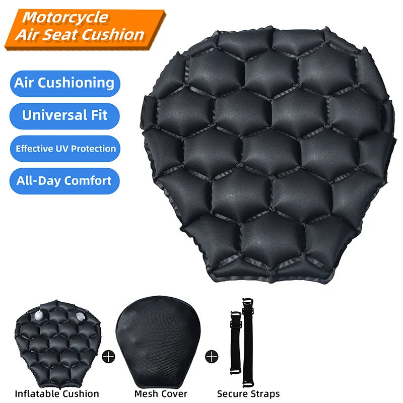 Motorcycle Gel Seat Cushion Motorcycle Seat Cushion 3D Honeycomb Anti-slip Moto Pressure Relief Ride Seat Pad Moto Accessories Oasis Select black