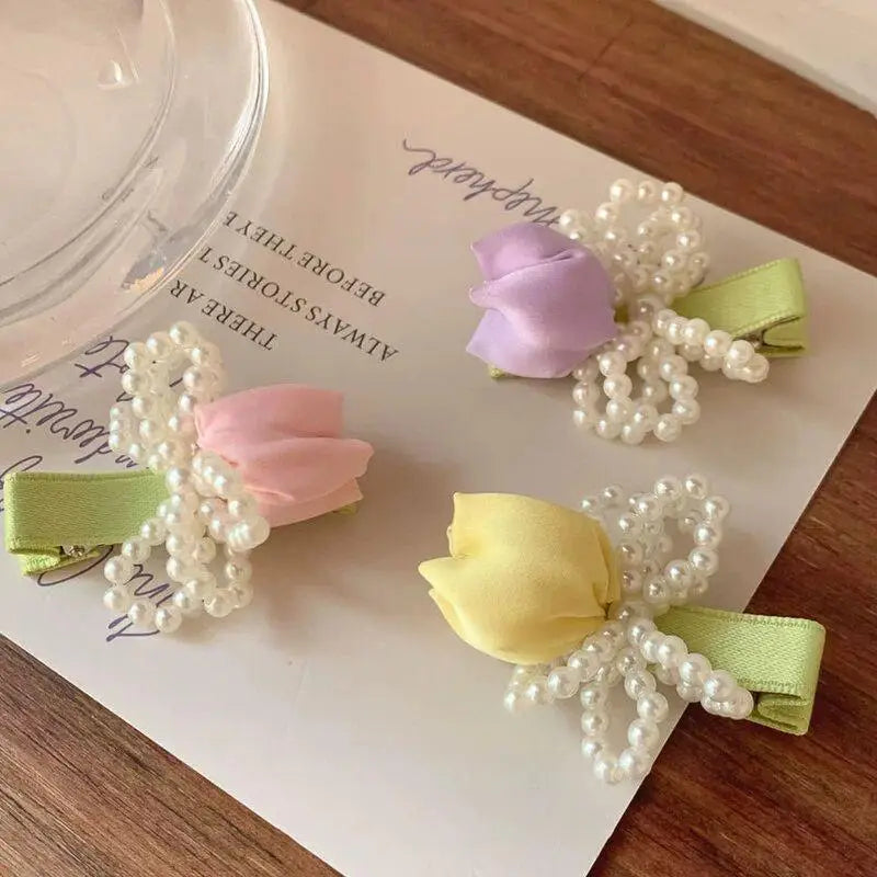 Tulip Pearl Hair Clips for Women & Girls – Set of 2 Hair Clip Oasis Select