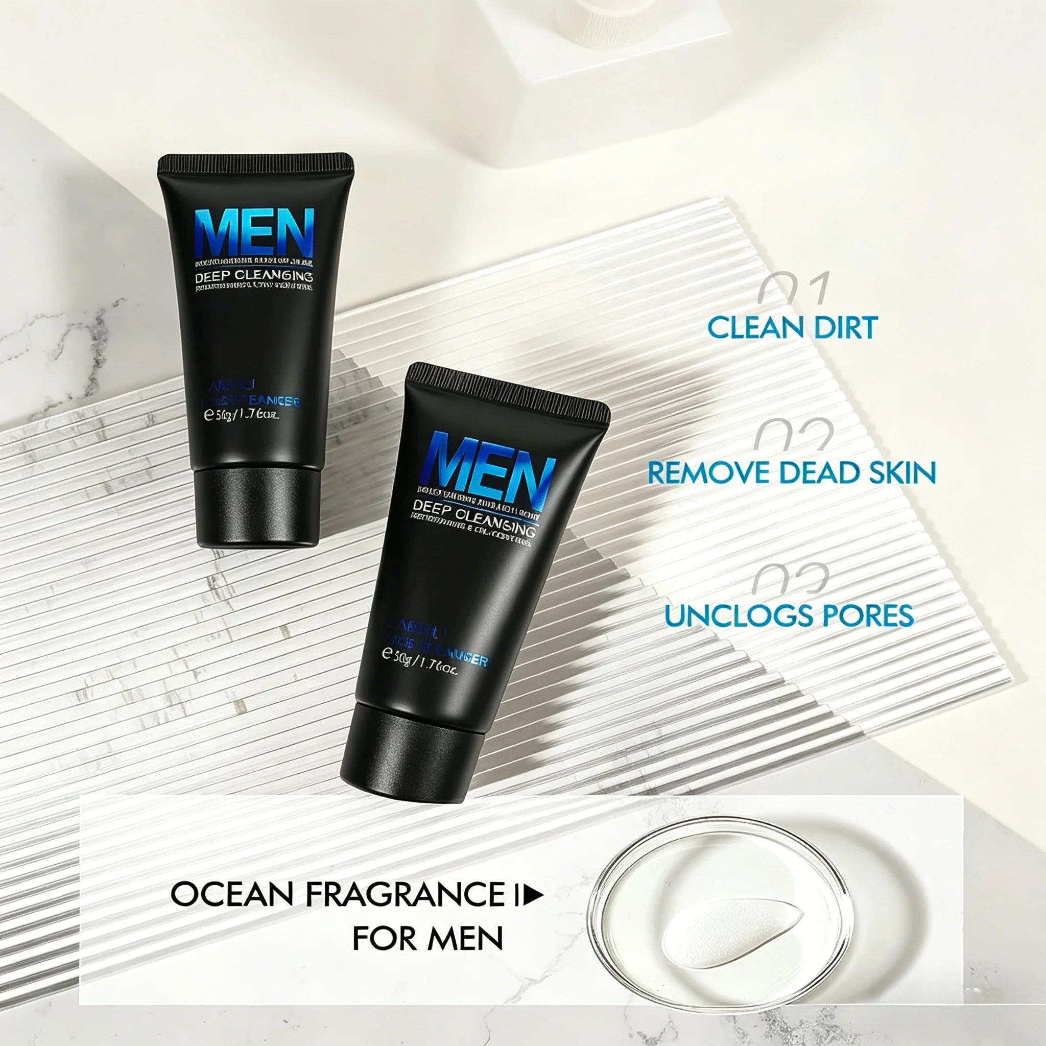 LAIKOU Men Face Cleanser 50g Oil Control Refreshing Deep Cleansing Moisturizing Gentle Facial Wash for Men Oily Skin Care Oasis Select