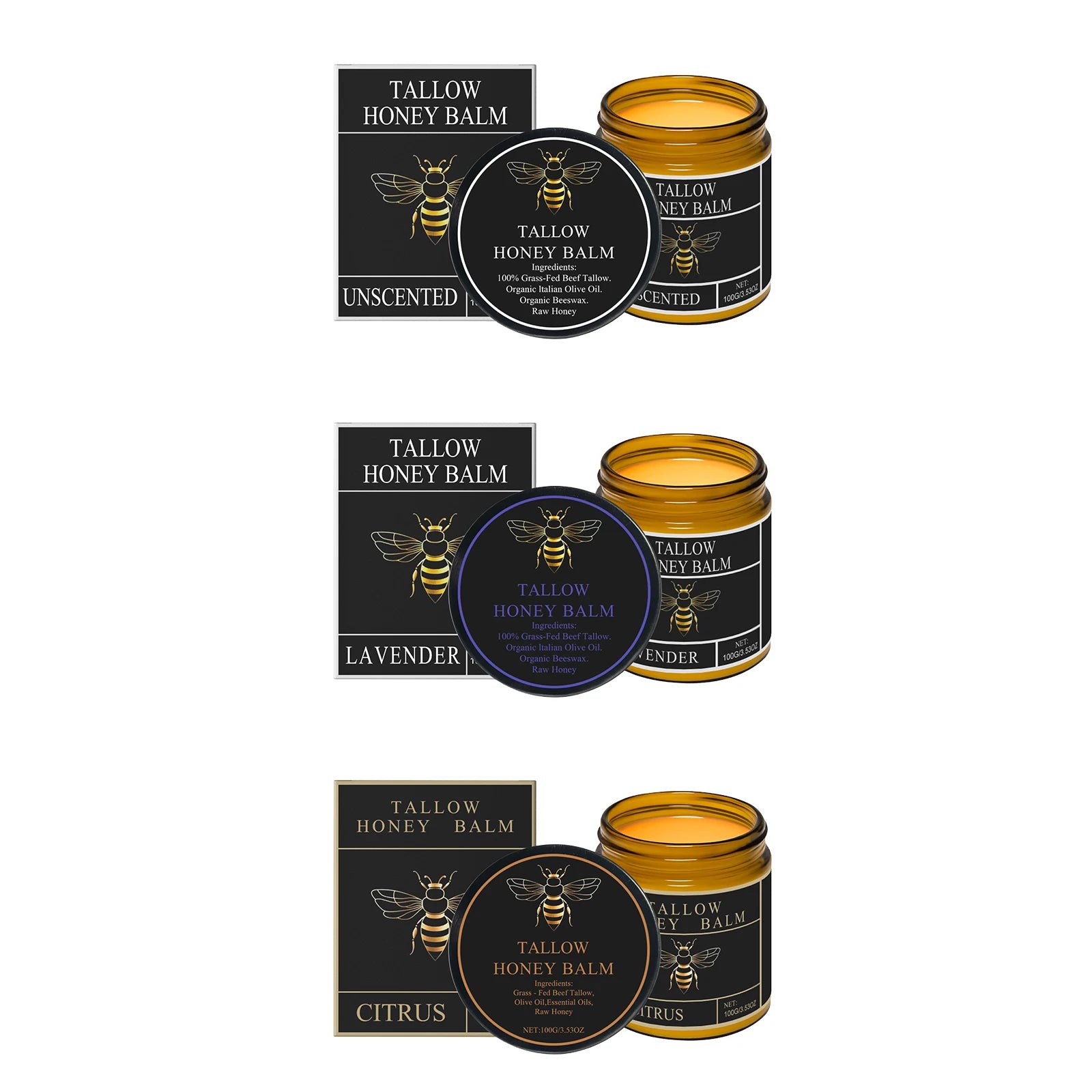 WOODSLEEP Tallow Honey Cream – Face & Body Moisturizer 100g Face & Body Cream Oasis Select 3PCS