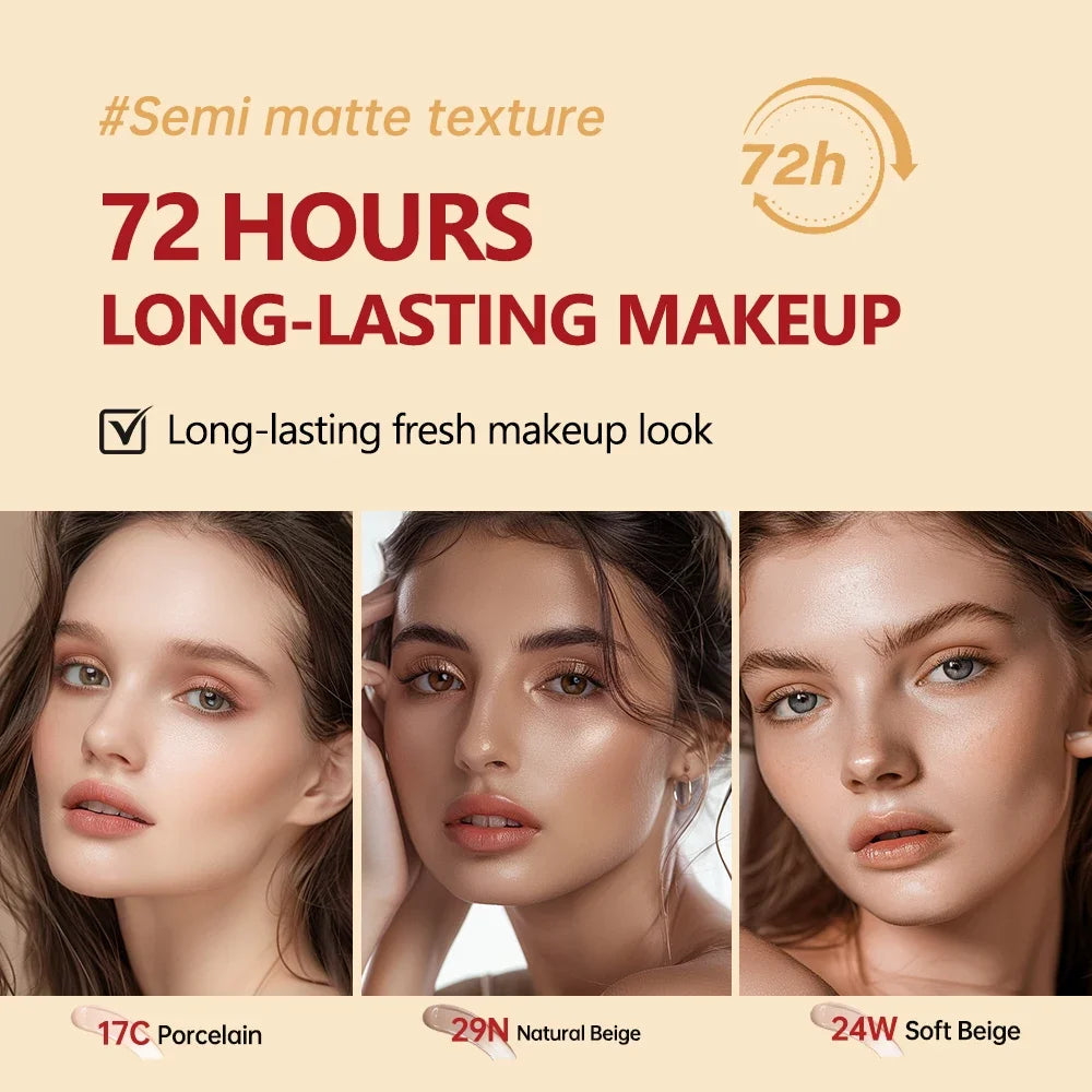Waterproof Cushion Foundation Refill Semi-Matte Red Finish 72-Hour Wear Long-Lasting Buildable Coverage Sun Protection tirMakeup Oasis Select