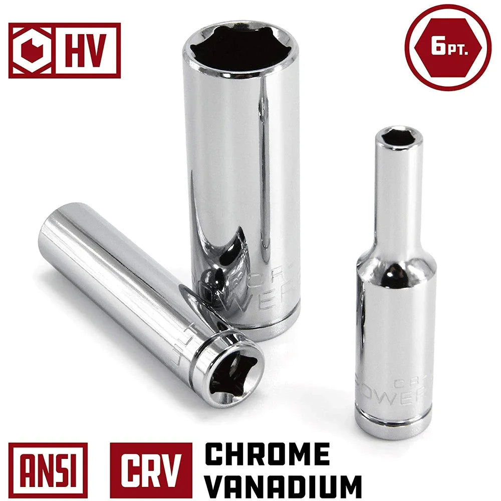11pcs Metric Long Chrome Socket Set 1/4-Inch Drive 6-Point Deep Socket From 4 Mm To 14 Mm Professional Grade Oasis Select