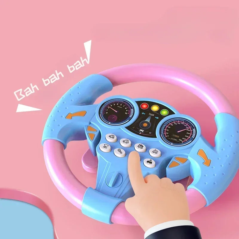 Kids Steering Wheel Toy - Backseat Pretend Play with Lights & Music - Fun Preschool Driving Simulator Gift for Toddlers Oasis Select