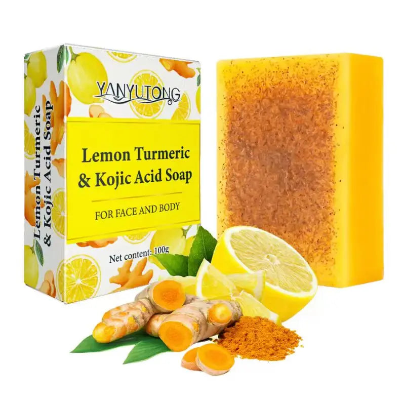 2 pieces of turmeric and lemon granule soap, cleansing soap, bathing the whole body, deeply cleansing, moisturizing Oasis Select
