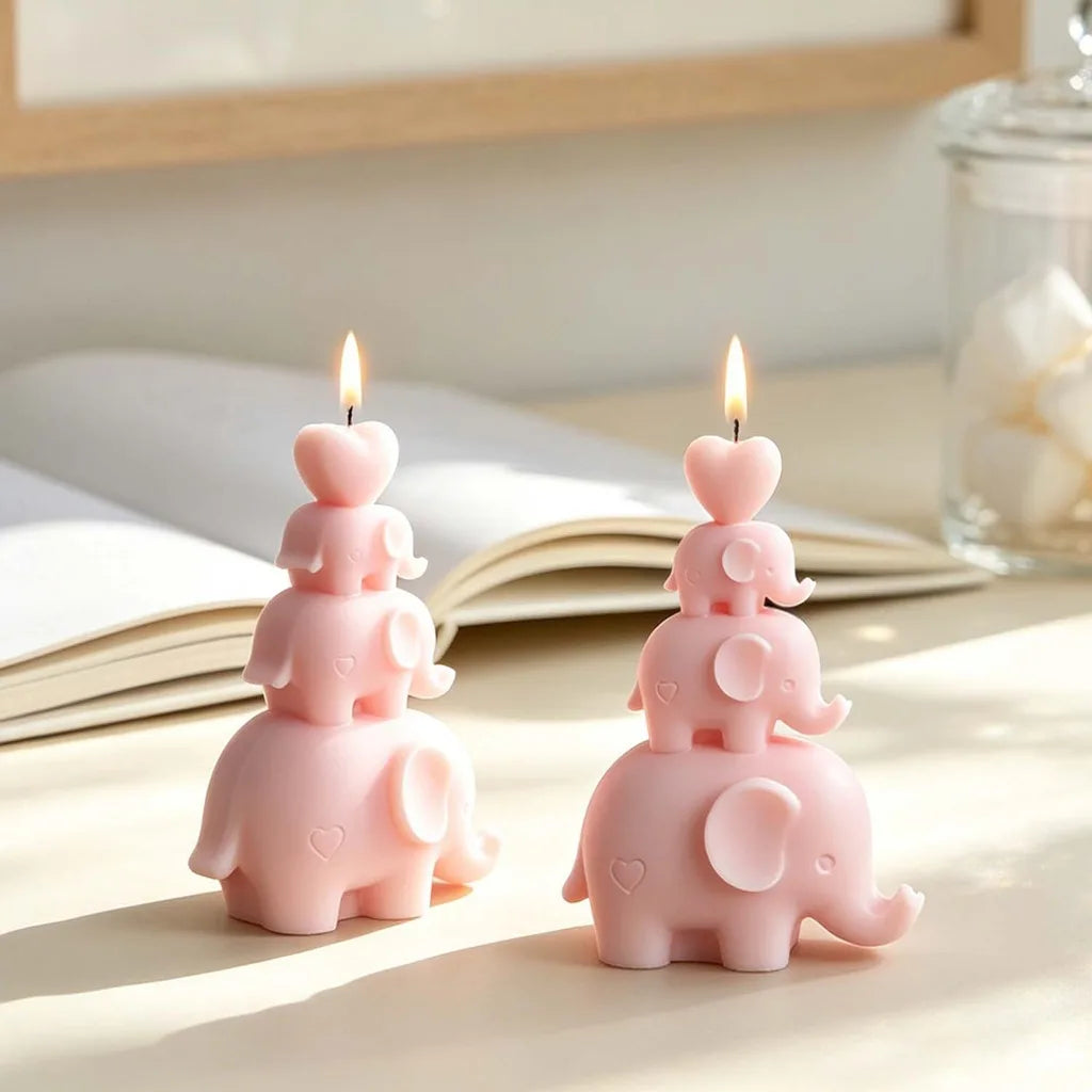 3-Tier Stacking Heart Elephant Silicone Mold for DIY Handmade Candle Resin Decorative Ornament Oasis Select