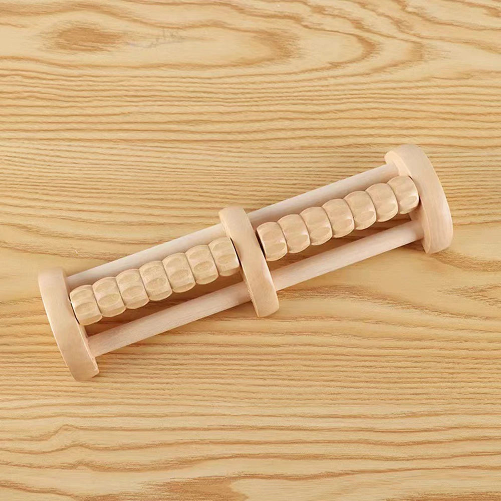 Double Row Foot Sole Massager Wooden Roller Type Solid Wood Foot Foot And Leg Massager Acupoint Ball Oasis Select Double row of logs