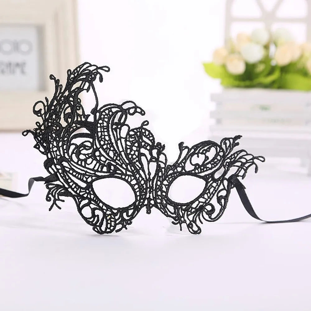 Eye Mask Sexy Lace Venetian Masquerade Ball Halloween Party Fancy Dress Costume Props Lady Black Lace Hollow Face Mask Oasis Select
