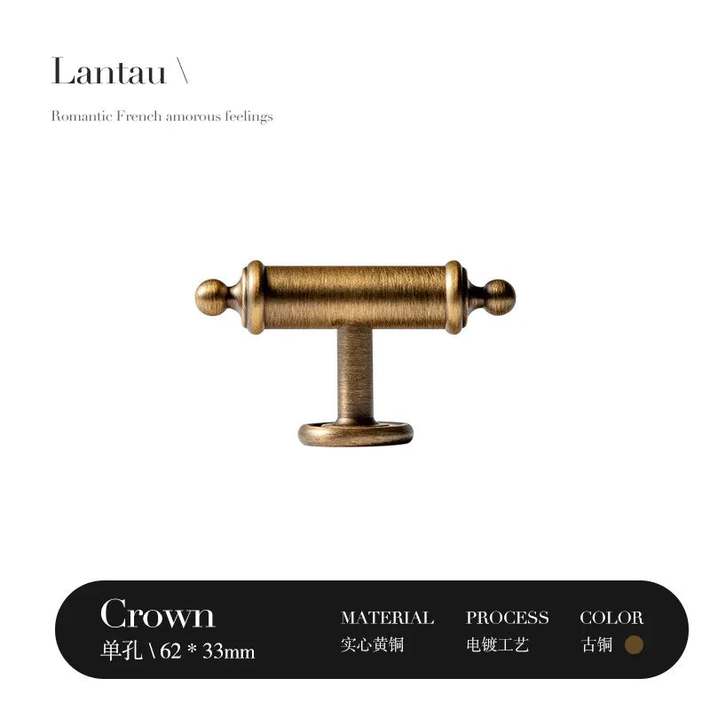 French Antique Bronze Brass Cabinet Wardrobe Door Cabinet Drawer Cabinet Furniture Retro Door Handle Household Handle Oasis Select 4pcs Single hole