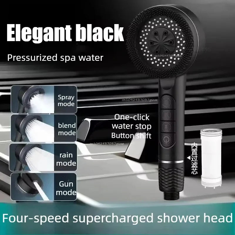 Shower Head Adjustable High Pressure Faucet Filter for Shower Spray Nozzle with Hose Bathroom Showers Accessories Oasis Select Black shower head