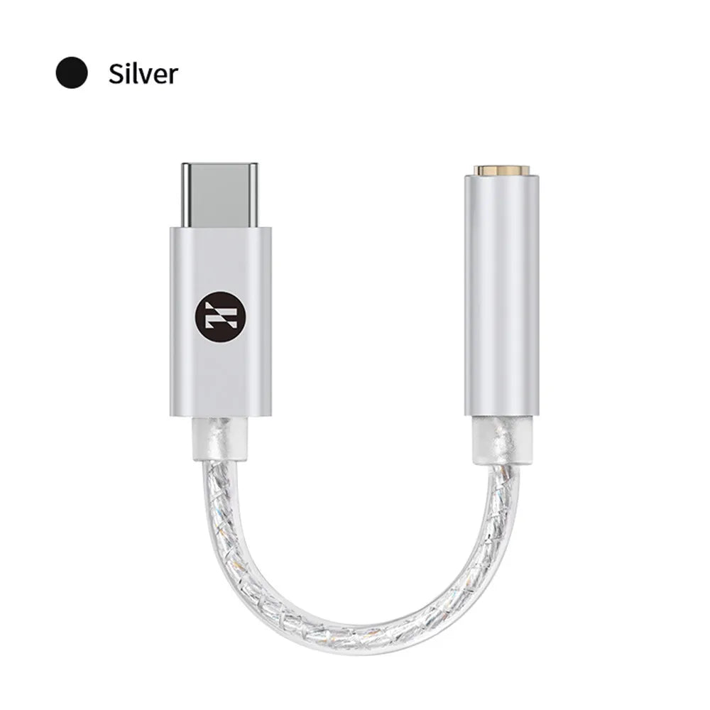JCALLY JM12 Digital Audio Adapter DAC Chip KT02H20 Hi-Fi Audio Decoder Type-C to 3.5mm Earphone Amplifier 32bits/384KH DSD128 Oasis Select Silver