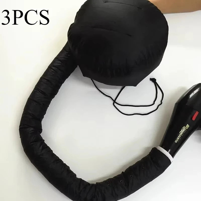 Hair Bonnet Portable Dryer Cap Steamer Quick Dry Baked Oil Care Diffuser Drying Hairdressing Tools Hair Cap Shower Cap Women Oasis Select 3PCS-BLACK