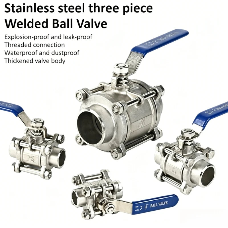 Stainless Steel BSP Thread Welding 1/2 "3/4" 1 "2" Ball Valve Three Piece Manual DN15 20 25 32 40 50 Industrial Pipeline Valve Oasis Select