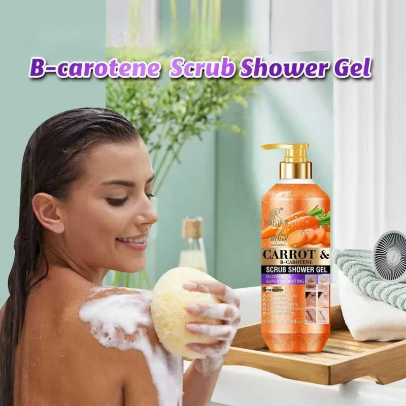 ROUSHUN Carrot Scrub Shower Gel 1000ml – Moisturizing Body Wash