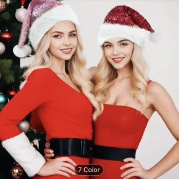 Sequined Christmas Hats Party Headwear Photo Props Adults and Children Enlarged and Thickened Christmas Oasis Select