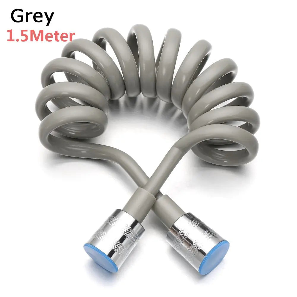 1.5/2/3meter Telephone Line Anti-wrap Spring Shower Hose Toilet Bidet Bath Sprayer Connect Pipe Water Plumbing Oasis Select grey 1.5 meters