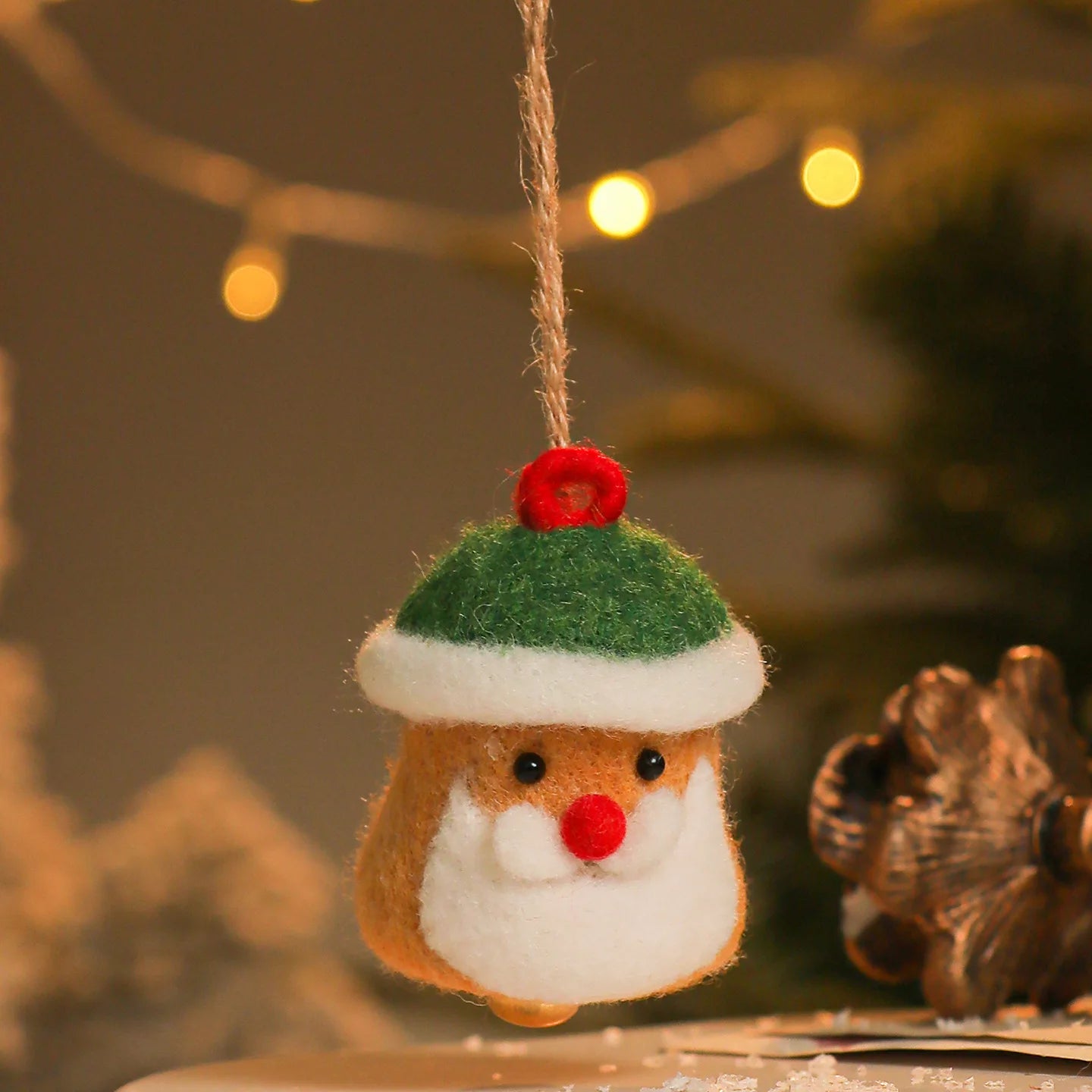 New Christmas Decoration Wool Felting Plush Christmas Bell Santa Claus Snowman Jingle Bell Christmas Tree Hanging Pendant Oasis Select Style 4