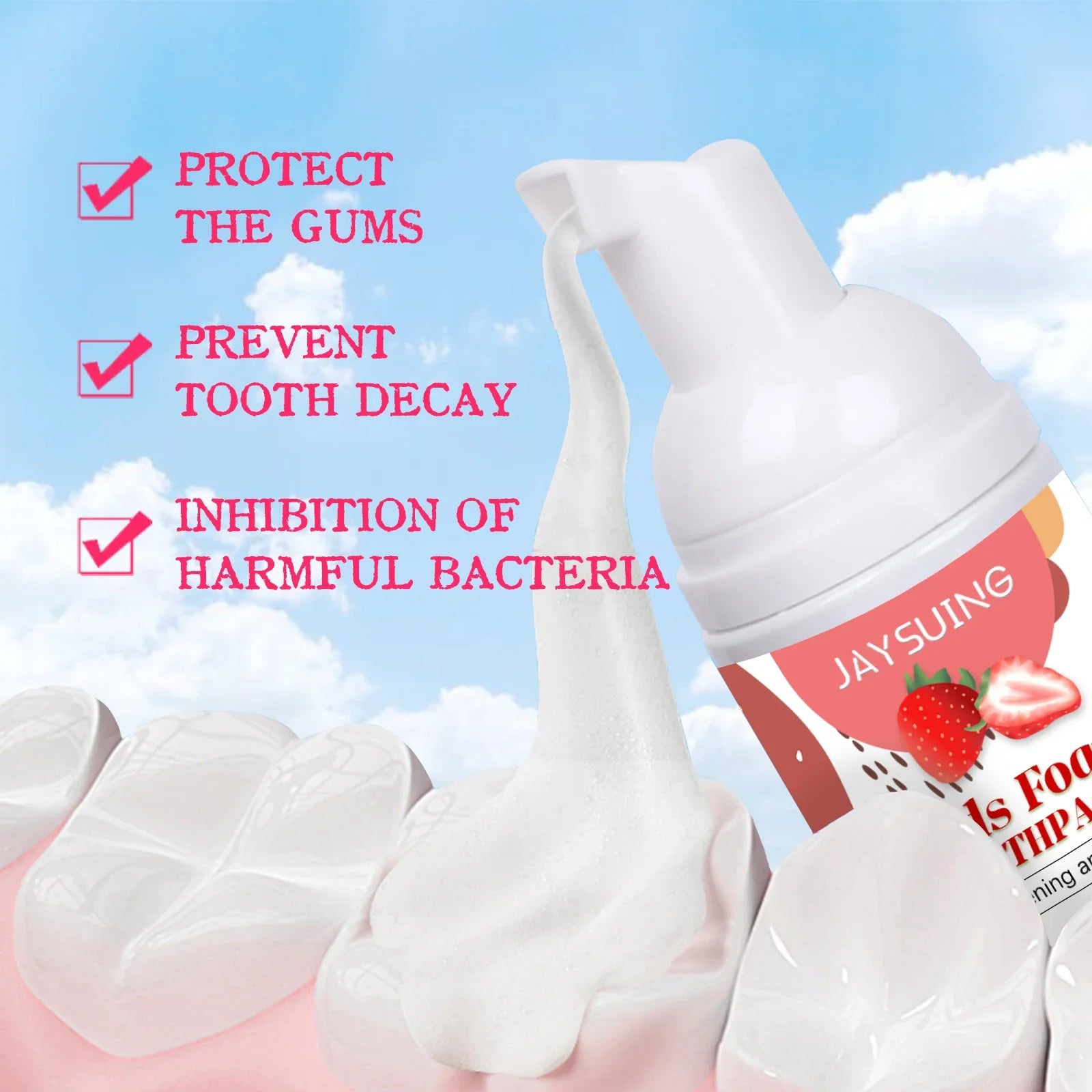 Kids Probiotic Tooth Mousse – Fruit Flavor Foam Toothpaste 60ml Kids Foam Toothpaste Oasis Select