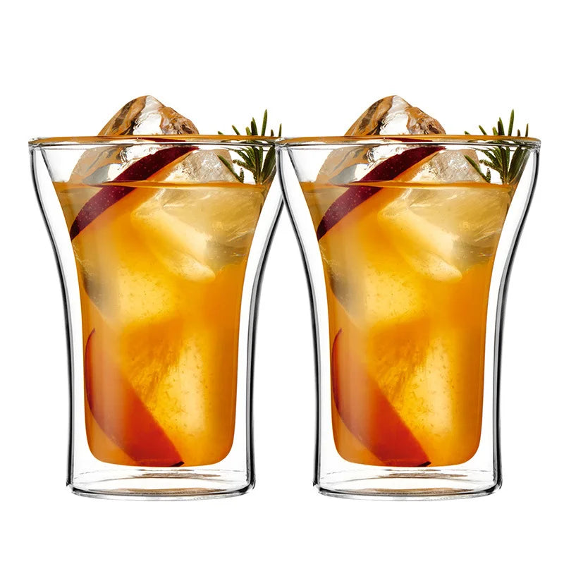 100/200/250ml Double Wall Glass Cup Durable Heat Resistant Beer Wine Cocktail Thermal Tea Milk Drink Mug for Home Coffee Cup Oasis Select