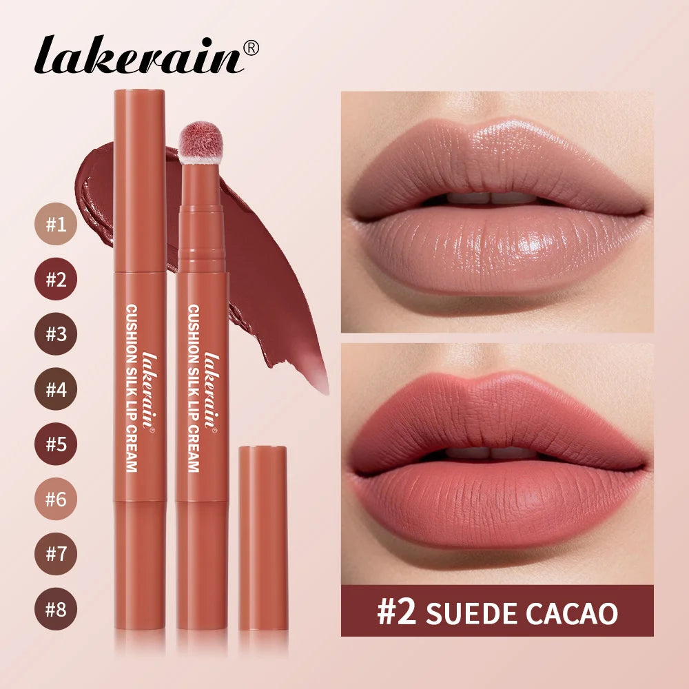 2 IN 1 Lip Powder Cream & Blush Waterproof Long Lasting Wear for Lips Cheek Air Cushion Applicator Plush Cushion Tip Lip Glaze Oasis Select