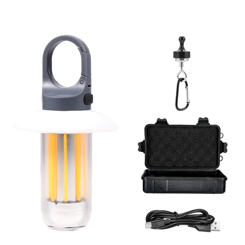 Powerful LED Flashlight USB Rechargeable 8 Tungsten Filament Camping Lantern Outdoor Portable Hook Tent Lamp Handheld Flashlight Oasis Select Set B