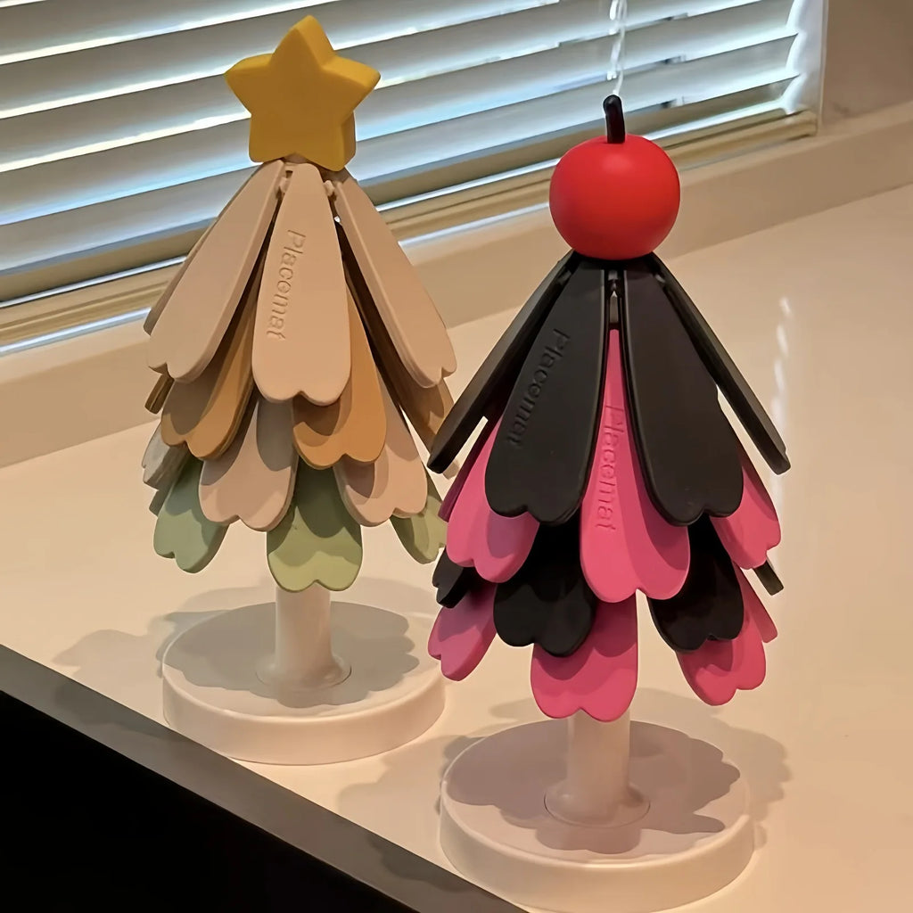Christmas Tree Silicone Trivet Mat – Heat Resistant Coaster