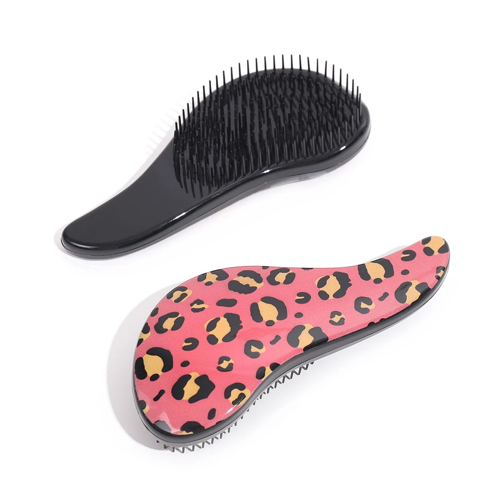 Leopard Print Air Cushion Comb Scalp Massage Comb Wet Dry Detangling Hair Comb Hair Styling Detangler Fast Blow Drying Hairbrush Oasis Select pink