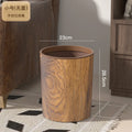 Retro imitation wood grain trash can household new large capacity living room kitchen office creative Chinese paper basket Oasis Select Small without lid
