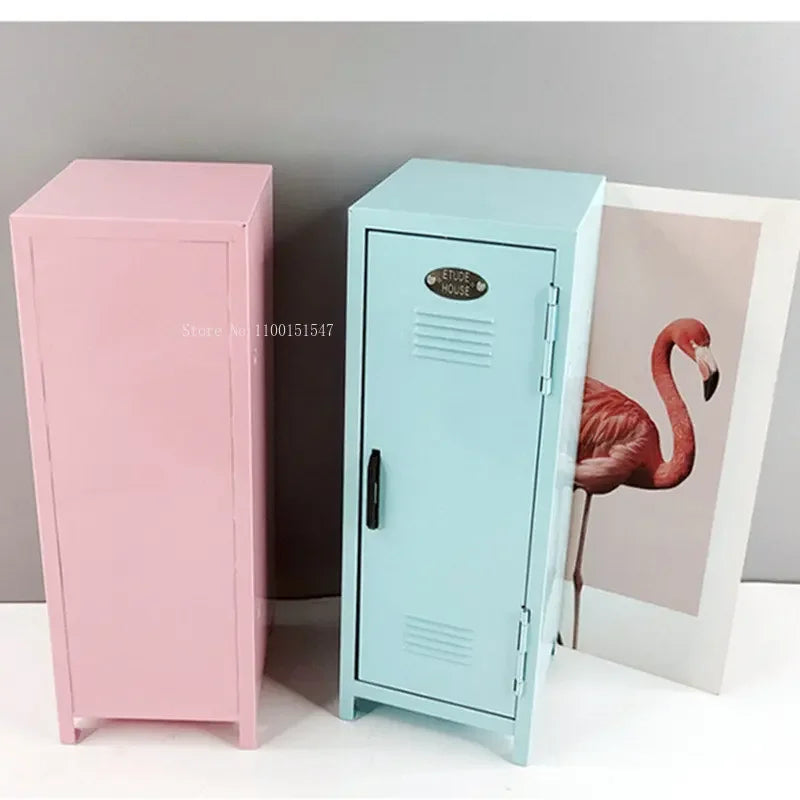 Iron Storage Box Dormitory Storage Cosmetics Paper Money Keys Bank Cards and Other Desktop Small Items Mini Locker Cabinet Oasis Select