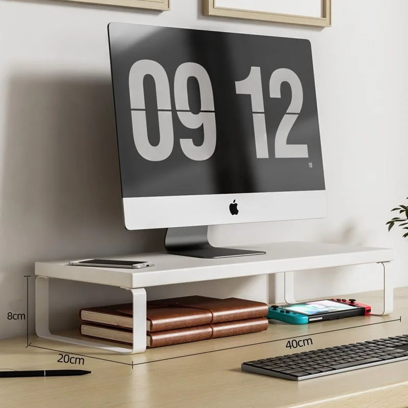 Computer Monitor Elevated Monitor Base Home Office Storage Rack Computer Desktop Creative Storage Rack Office Storage Supplies Oasis Select 40X20X8cm white