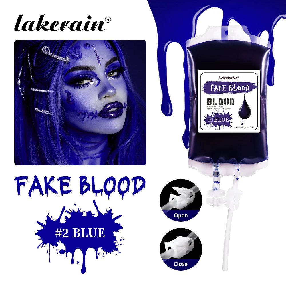 Lakerain 170ML Fake Blood Halloween Ultra-realistic Fake Blood Makeup Safe Non-Toxic Cosplay Horror Prop Party Decoration Oasis Select Blue