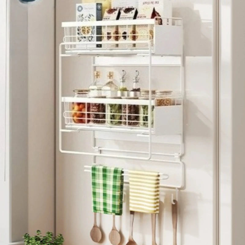 Magnetic suction pull refrigerator rack Multifunctional magnetic seasoning rack Kitchen roll paper rack Refrigerator side Oasis Select