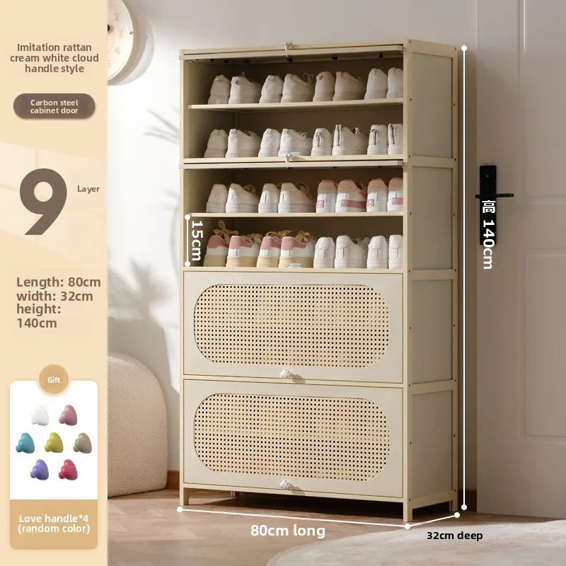 Multi-layer locker at the entrance of the home, large-capacity storage cabinet, dust-proof shoe rack, small narrow bamboo. Oasis Select 9-80