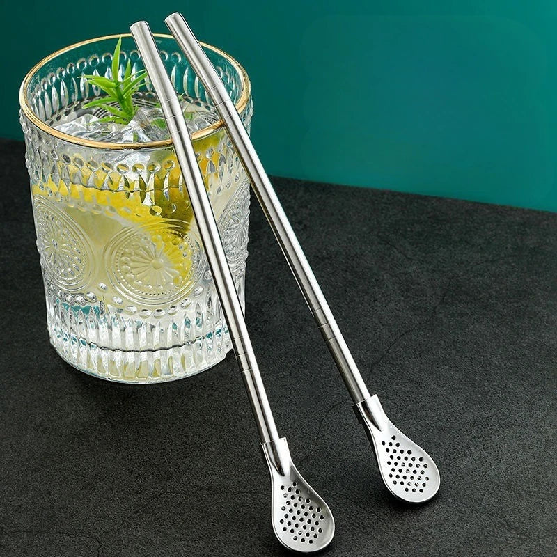Detachable Bombilla Filter Straw Stainless Steel Straw Spoon Tea Filter Yerba mate straw Reusable Drinking Tools Bar Access Oasis Select