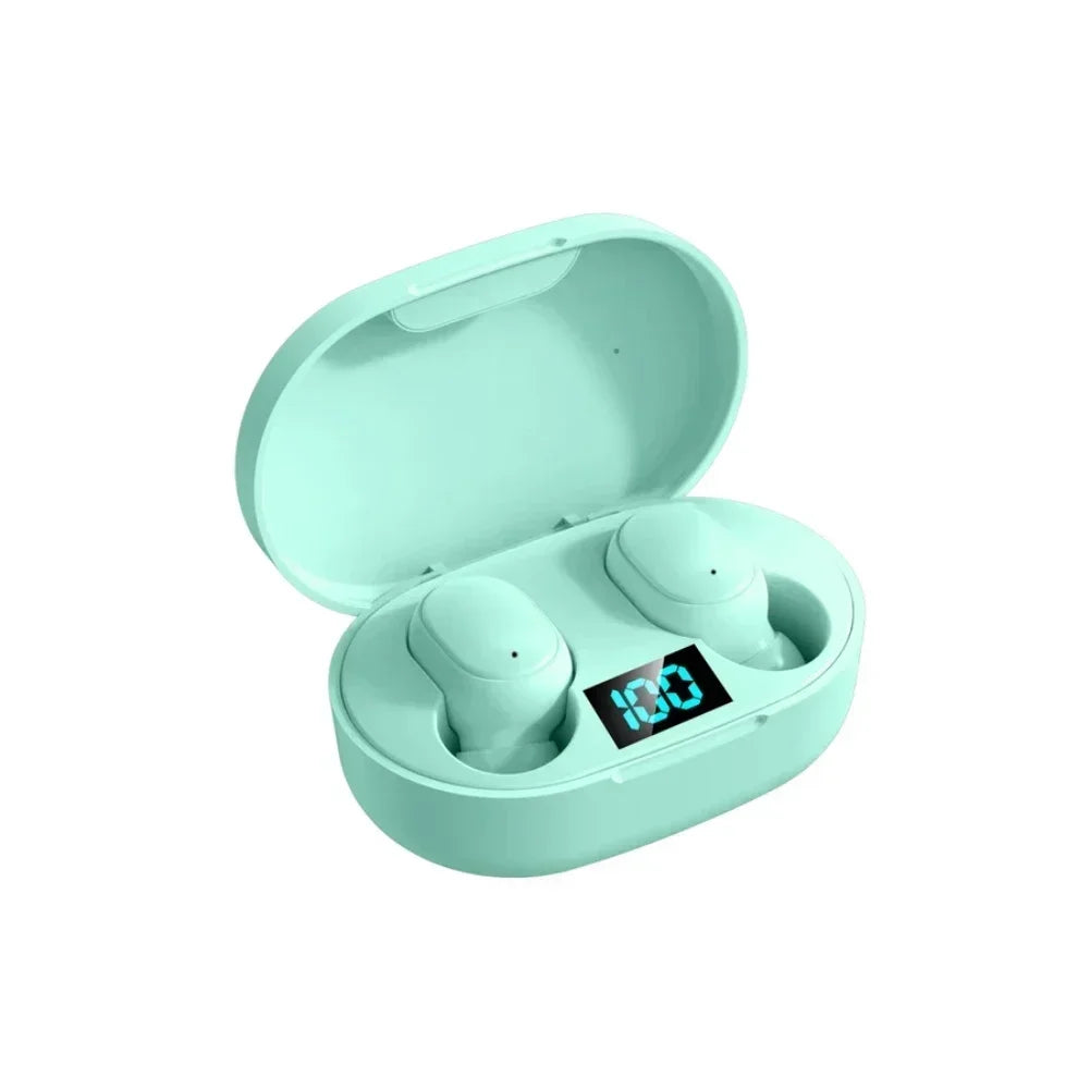 2026 New E6S Wireless Earbuds Noise Canceling Waterproof Ear Buds in-Ear Stereo Headphones with LED Display Charging Case Oasis Select Green