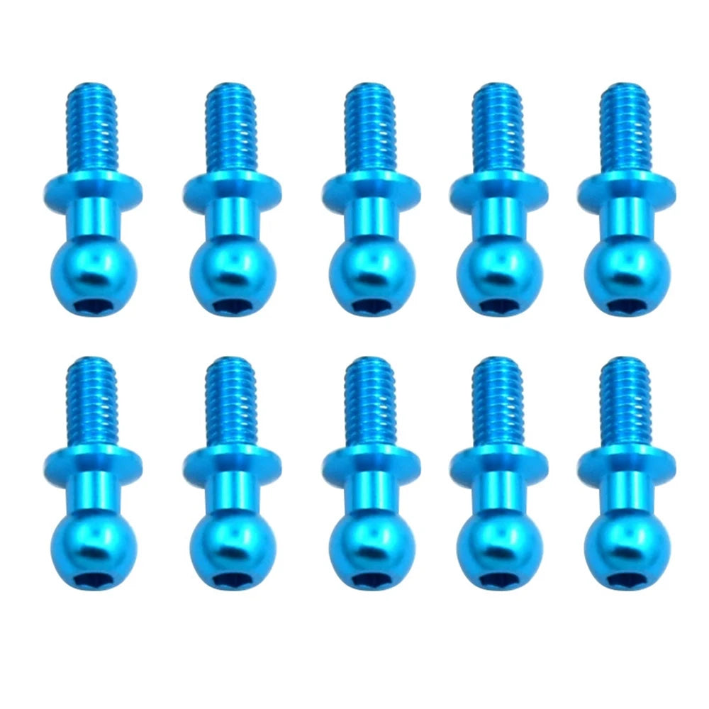 10Pcs M3 Metal Hex Ball Screws for TT01 TT02 D5 1/10 RC Drift Car Spare Parts Universal,Blue Oasis Select Default Title
