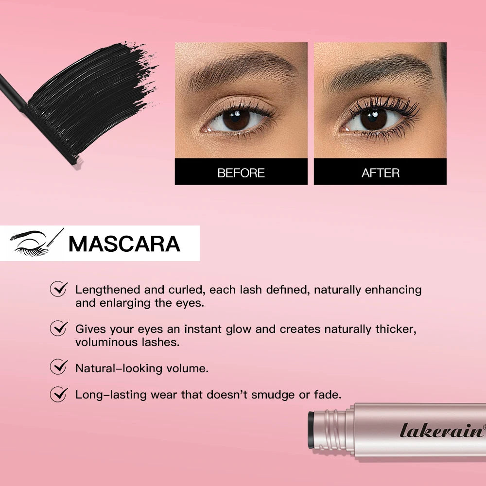 Liquid Black Mascara Smudge-proof Waterproof Eyelash Makeup Curling Volume Lashes Sweat-proof Lengthening Eyelash Women Makeup Oasis Select
