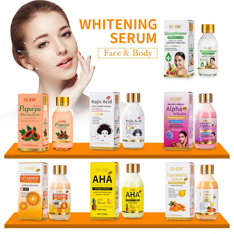 125ml AHA Arbutin Face Essence Moisturizing Whitening Facial Serum Turmeric & Kojic Acid Essence Liquid Firming Bright The Skin Oasis Select Turmeric
