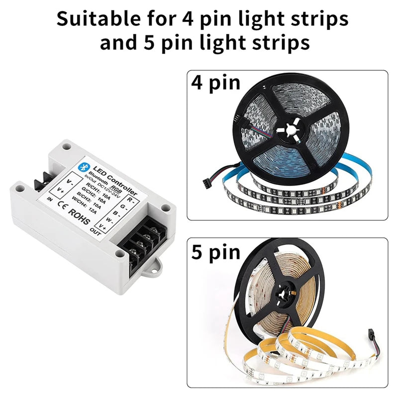 WISH RGB/RGBW LED Bluetooth Controller RGB LED Strip Light Controller Phone APP Control For 5050 3528 RGB LED Striplights Oasis Select