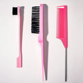 3-Piece Pink Hair Styling Kit – Comb, Teasing Brush & Cleaner Hair Styling Kit Oasis Select black