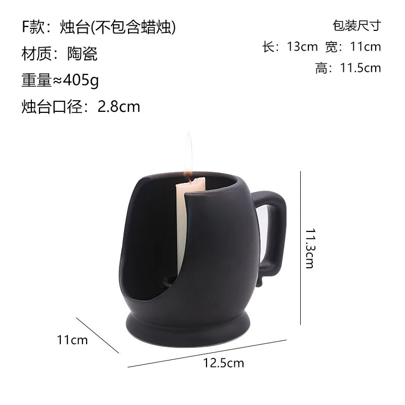 Nordic Geometric Creative Art Plain Germ Dried Flower Ceramic Vase Homestays Vases Oasis Select Black F