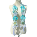 Floral Decorative Satin Flower Shawl Elegant Ornament Mixed Blooms Artificial Flowers Sash Reusable Multi-functional Oasis Select Blue