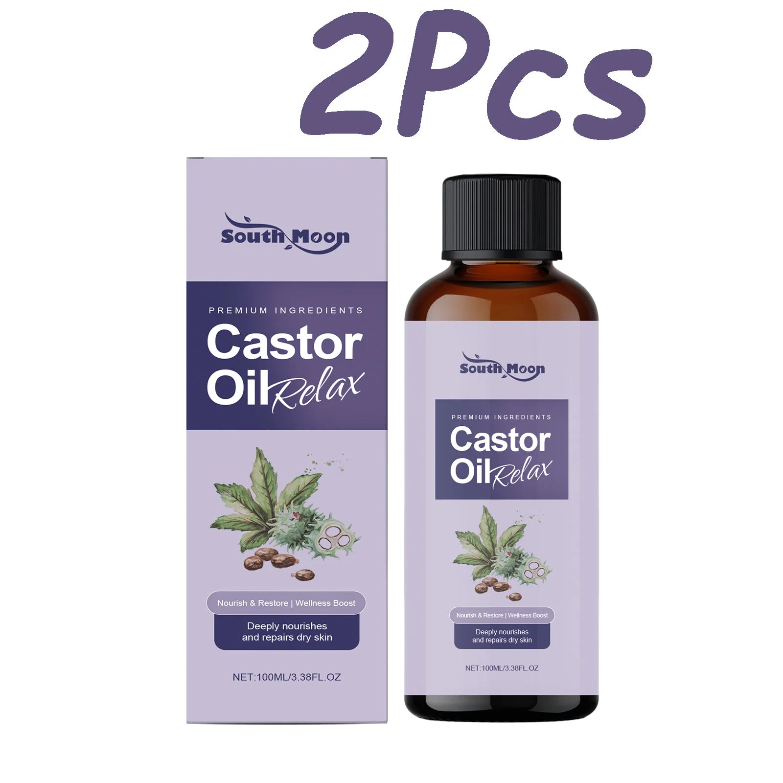 South Moon Castor Body Massage Oil – Nourishing & Firming 100ml Body Massage Oil Oasis Select 2Pcs 100ml