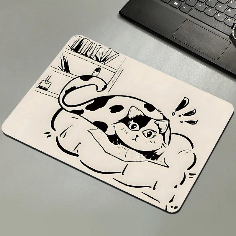 Black Cat Mousepad Small Office Computer Desk Mat Table Keyboard Big Mouse Pad Laptop Cushion Non-slip Deskpad Home Decor Oasis Select A8 210MM