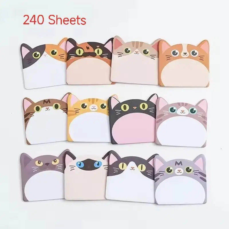 240/960 Sheets Large Capacity Adhesive Animal Shaped Memo Pads Cartoon Cute And Interesting Animal Shaped Sticky Notes Oasis Select Naughty Cat