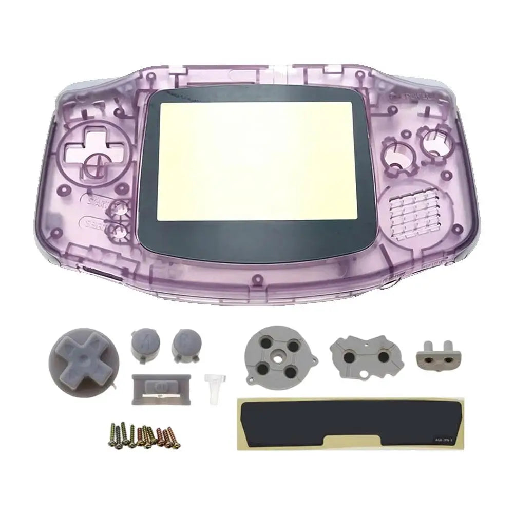 Full Housing Shell Replacement for Game Boy Advance GBA Clear Transparent Custom Case Cover Buttons Screws Full Set DIY Repair Oasis Select Clear Purple