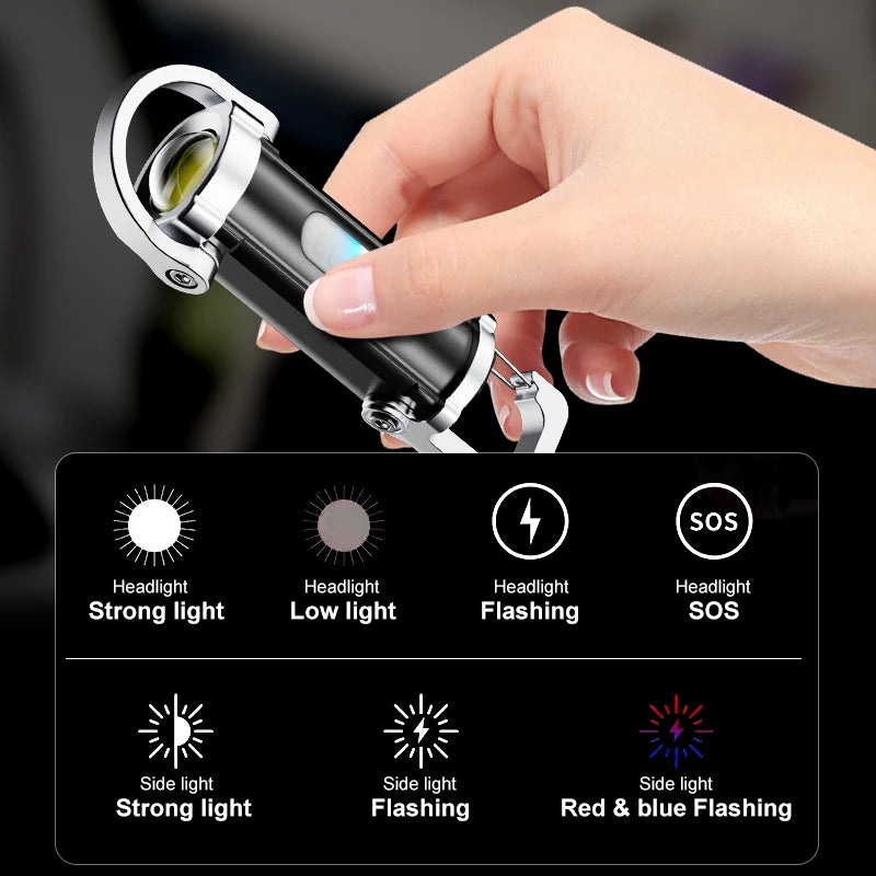 Mini Keychain Flashlight 300LM | 7 Modes, Waterproof, Type-C