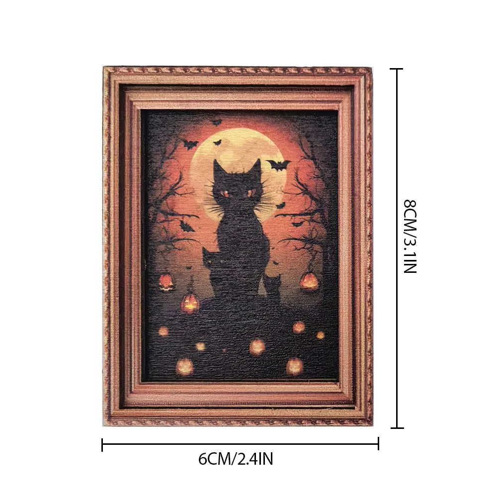 Halloween Magnetic Three-dimensional Fridge Magnet Ghost Witch Photo Frame Wooden Magnetic Decoration Oasis Select MZCT128