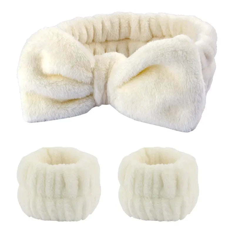 Wash Face Headbands For Women Coral Fleece Hair Bands Cuff Waterproof Bands Absorbent Wristbands Head Band Hair Accessories Set Oasis Select