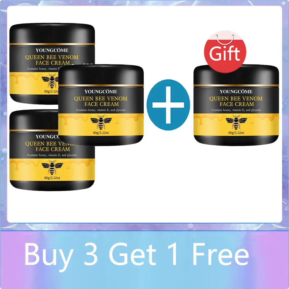 Queen Bee Venom Anti-Aging Face Cream - Collagen Boost & Deep Hydration, Wrinkle Reduction, Day/Night Moisturizer for All Skin Oasis Select 60G-4PCS