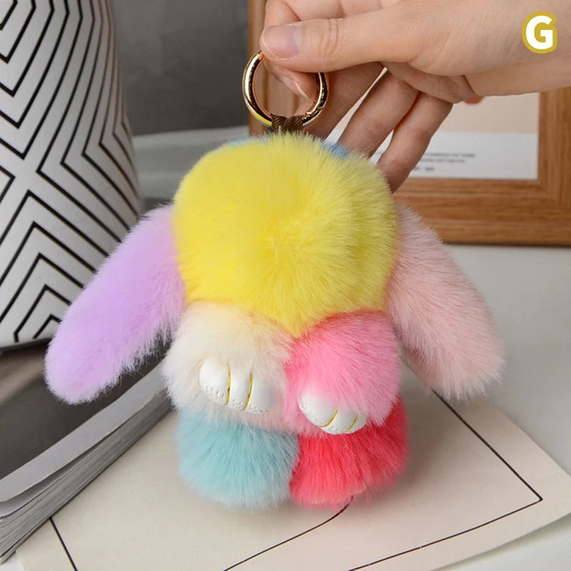 15cm Gifts Rabbit Fur Keychain Women Bag Car Key chain Pendant Decoration Jewelry Bags Hangings Accessories Oasis Select MR-01
